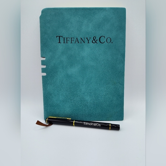 Tiffany & Co. Other - TIFFANY & CO. VIP Notebook Pen Set Teal Suede Cover Black Gold Pen NIP AUTHENTIC
